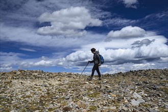 Woman hiking on Square Top Mountain in Colorado