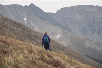 Woman hiking on Loveland Pass, Colorado