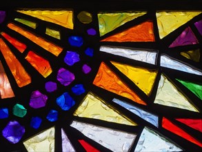 Close up of stained glass window