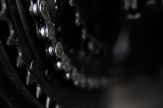 Close up of bicycle gears and chain