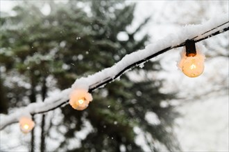 Snow on fairy lights