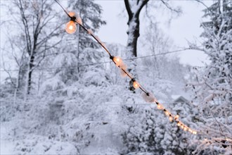 Snow on fairy lights