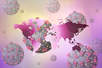 Digitally generated image of world map with Coronavirus