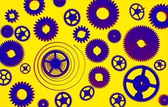Illustration of cogs on yellow background