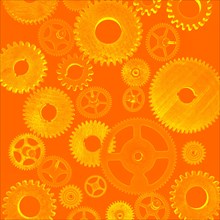 Illustration of cogs on orange background