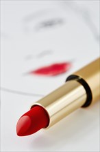 Red lipstick on face chart