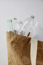 Bottles in recycling bag