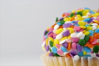 Cupcake with colorful sprinkles