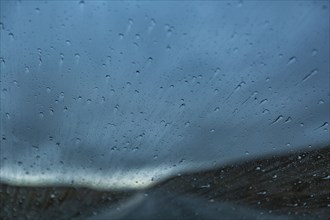 Water droplets on windshield