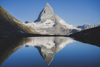 Matterhorn mountain and lake in Valais, Switzerland