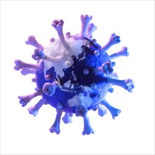 Model of globe in shape of Coronavirus against white background