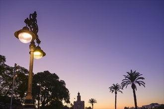 Spain, Seville, Torre Del Oro, Torre Del Oro at dawn