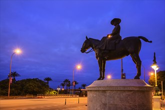 Spain, Andalusia, Seville, Equestrian statue of Condesa De Barcelona