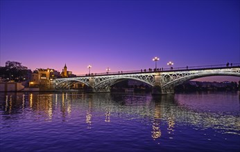 Spain, Seville, Triana Bridge, Triana Bridge over Guadalquivir River