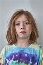Portrait of child in colorful shirt