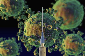 Syringe with coronavirus vaccine