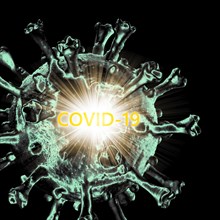 Coronavirus model with Covid-19 sign