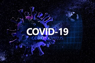 Coronavirus model with Covid-19 sign