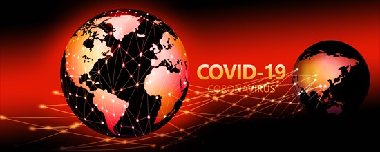 Globes with Covid-19 sign