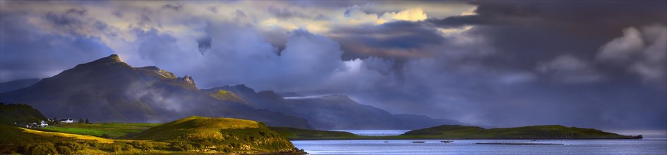 Scotland, Isle of Skye, Storm clouds in Scottish Highlands