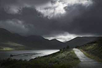 United Kingdom, Scotland, Storm clouds in Scottish Highlands
