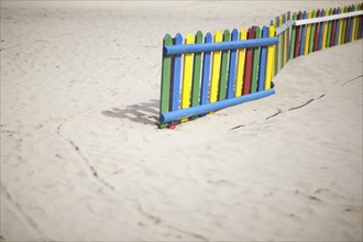 United Kingdom, England, Colorful fence on beach