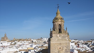 Spain, Carmona, Church of San Bartolome and cityscape