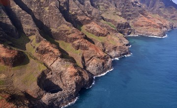 USA, Hawaii, Kauai, Na Pali, Aerial view of Na Pali Coast