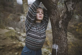 Ukraine, Crimea, Portrait of young woman in sweater