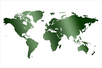 Green world map on white,,