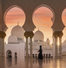 United Arab Emirates, Abu Dhabi, Mosque at sunset
