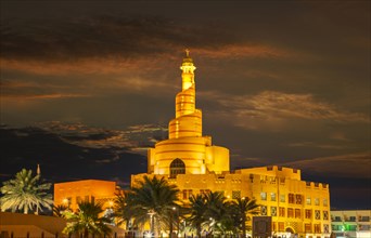 Doha, Qatar, Abdullah Bin Zaid Al Mahmoud Islamic Cultural Center at night
