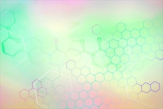 Chemical symbols on pastel colored background