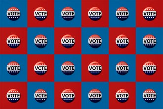 Red and blue pattern of vote badges