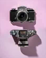 Top and front view of a retro 35mm camera