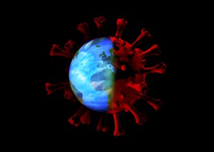 Coronavirus model combined with globe