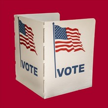 Voting ballot on red background