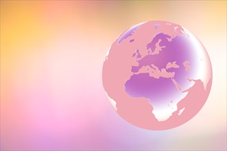 Globe showing Europe and Africa on pastel background