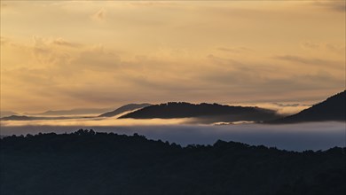 USA, Georgia, Fog and clouds above Blue Ridge Mountains at sunrise