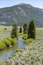 USA, Idaho, Sun Valley, Landscape with river and mountains