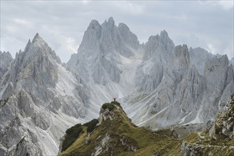 Italy, South Tirol, Belluno, Sexten Dolomites, Cadini di Misurina, Barren mountains on cloudy day