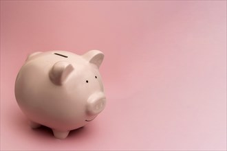 Piggy bank on pink background