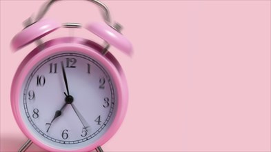 Alarm clock on pink background