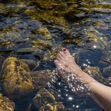 Woman's foot in river