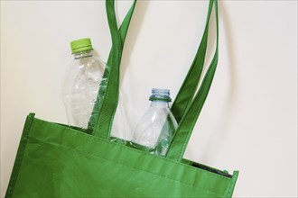 Plastic bottles in recycling bag