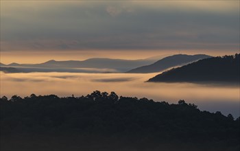 Fog at sunrise in Blue Ridge Mountains