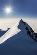 Sun shining over Monte Rosa Massif