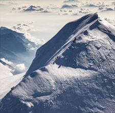 Aerial view of mountain ridge in Monte Rosa Massif