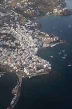 Aerial view of coastal town