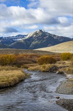 Landscape with stream and mountains